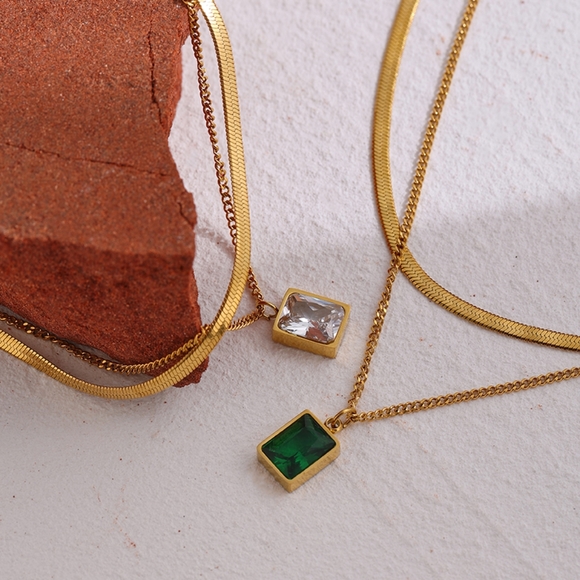 Charm Gold Metal Layered Snake Chain Necklace - Picture 5 of 9